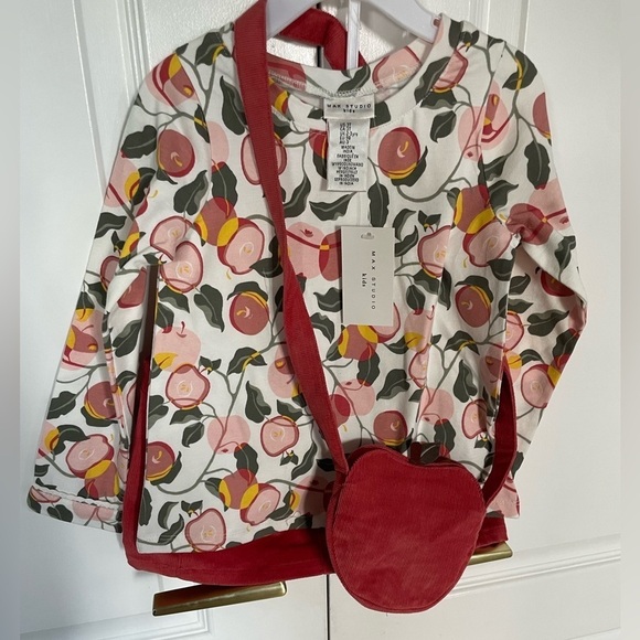 Max Studio Kids toddler outfit top velvet skirt and berry crossbody handbag 3t - Picture 2 of 4